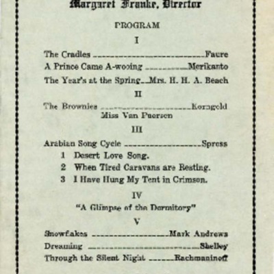 Morningside College Madrigal Club Program, ca. 1930