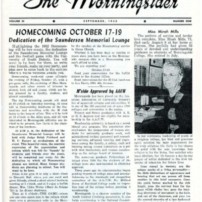 Morningsider: Volume 11, Number 01 (1952-09)