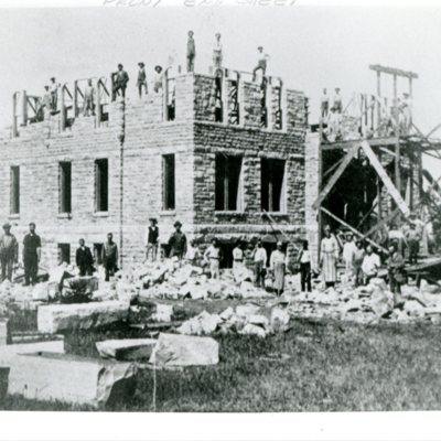 Construction of Charles City Hall, ca. 1890