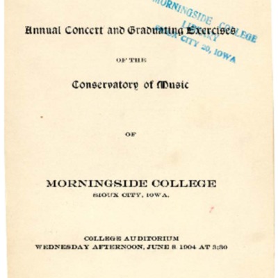 Morningside Conservatory of Music Annual Concert and Graduating Exercises, June 08, 1904