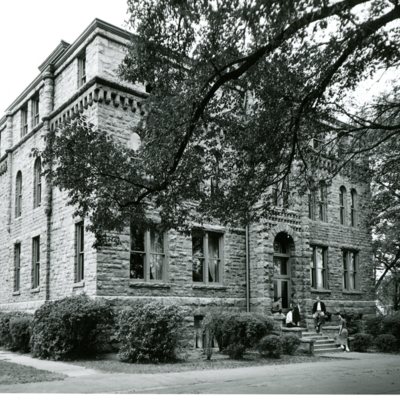 Students on the Step of Charles City Hall