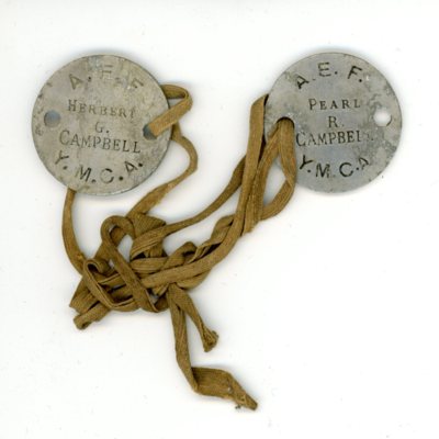 YMCA American Expeditionary Force Dog Tags for Herbert G. and Pearl R. Cambell